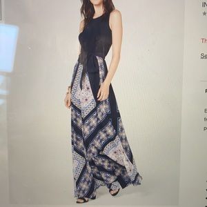 INC Printed tie waist maxi dress
